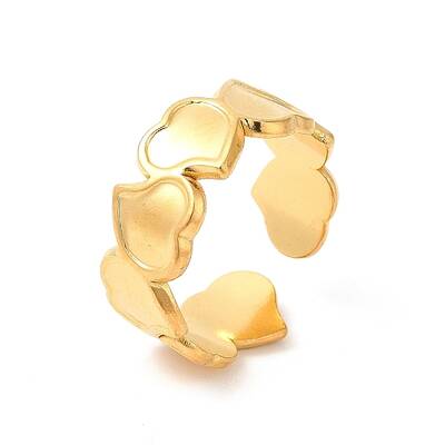 Ion Plating(IP) 304 Stainless Steel Heart Open Cuff Ring for Women