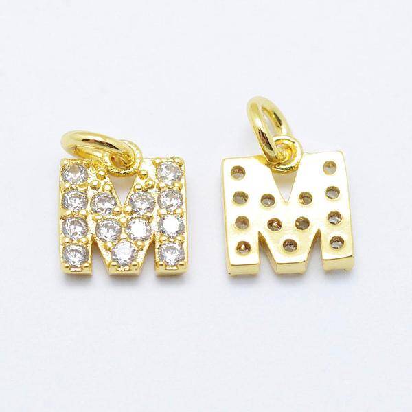 Brass Micro Pave Grade AAA Cubic Zirconia Charms