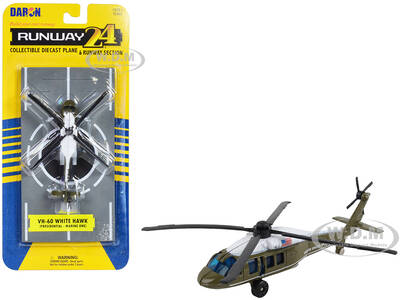 Sikorsky VH-60 White Hawk Helicopter Olive Drab with White Top United States Presidential Helicopter - Marine One with Runway...
