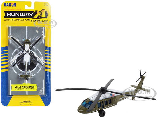 Sikorsky VH-60 White Hawk Helicopter Olive Drab with White Top United States Presidential Helicopter - Marine One with Runway...