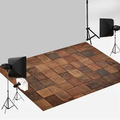 Aperturee Dark Brown Pieces Of Plank Wood Photo Floor Backdrop | Fabric Floor Mat Photography | Photo Floor Drops | Photograp...