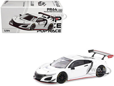 Honda NSX GT3 EVO22 White 1/64 Diecast Model Car by Pop Race
