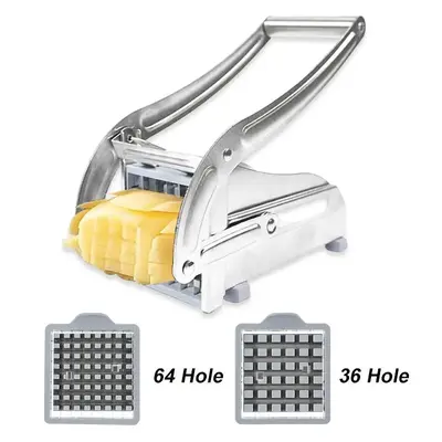 Manual French Fry Cutter with 2 Blades,Stainless Steel Potato Slicer for Fries,Carrots & Cucumbers, Kitchen Air Fryer Mate,Pe...