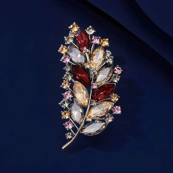 Feather Alloy Rhinestone Brooches for Backpack Clothes