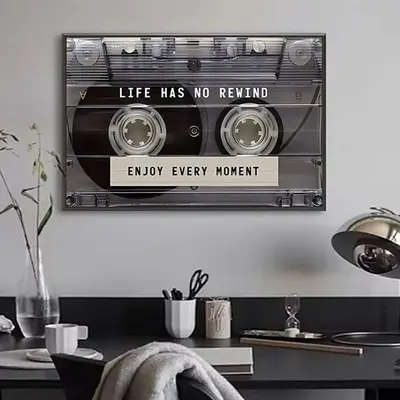 Cassette Tape Pattern Unframed Painting, 1 Count Modern Wall Art, Wall Decor for Home Living Room Bedroom Office School, Vani...
