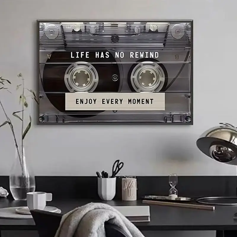Cassette Tape Pattern Unframed Painting, 1 Count Modern Wall Art, Wall Decor for Home Living Room Bedroom Office School, Vani...