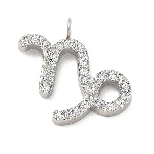 304 Stainless Steel Micro Pave Cubic Zirconia Charms