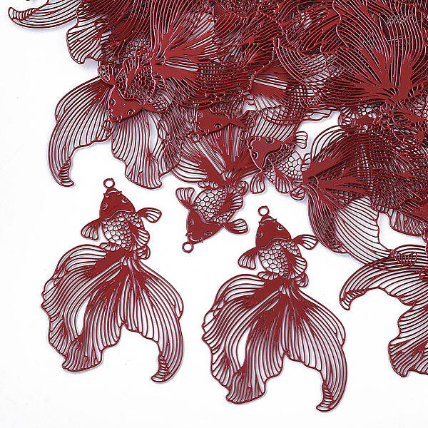Spray Painted 430 Stainless Steel Filigree Pendants