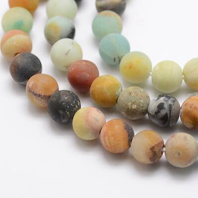 Frosted Natural Flower Amazonite Bead Strands