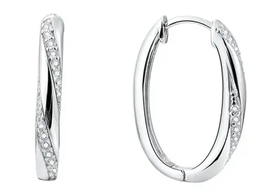 Beneto AGUC187 Silver Oval Earrings