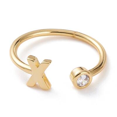 Brass Micro Pave Clear Cubic Zirconia Cuff Rings