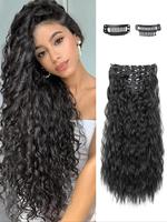 Women's 22inch Long Wavy Clip-in Hair Extensions for Daily & Costume Party, Natural Looking Fluffy Hair Hairpiece Extensions ...