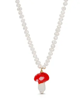 Cogumelo Necklace | Color: Red | Metal Color: Gold