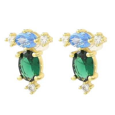 Oval Brass Stud Earrings