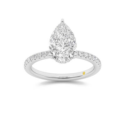 Kyoto  Hidden Halo Pear Shape Lab Grown Diamond Engagement Ring | White Gold 1 1/4 - 4 1/3 CT. TW.