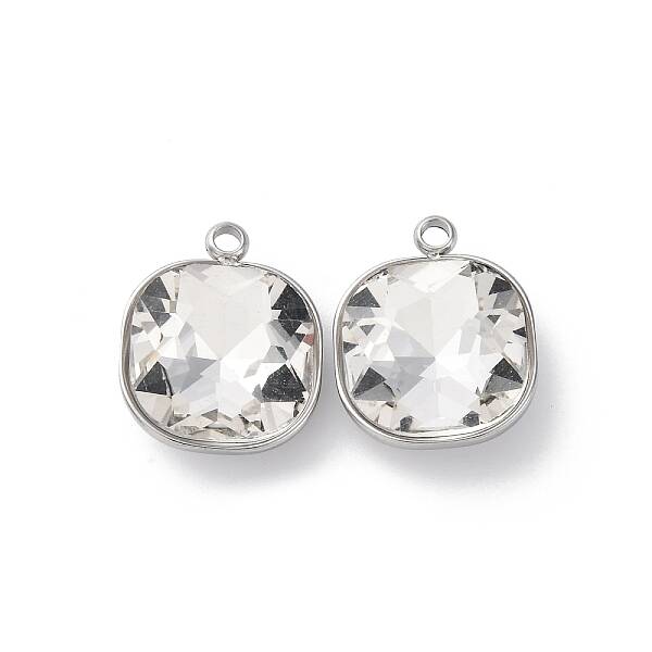 304 Stainless Steel Rhinestone Pendants