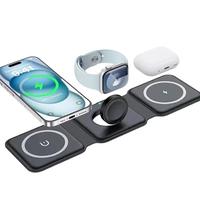 3 in 1 15W Magnetic Wireless Charger, Foldable Portable Travel Charger, Magnetic Wireless Charger for iPhone 11/12/13/14/15/1...
