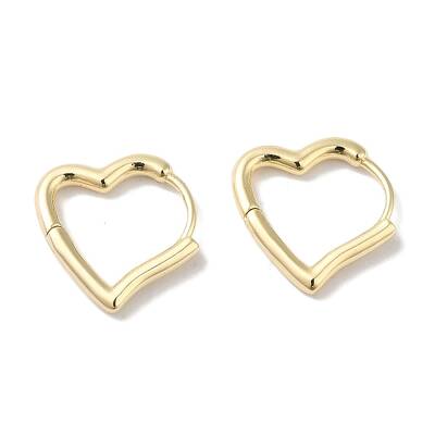 Heart Brass Hoop Earrings for Women