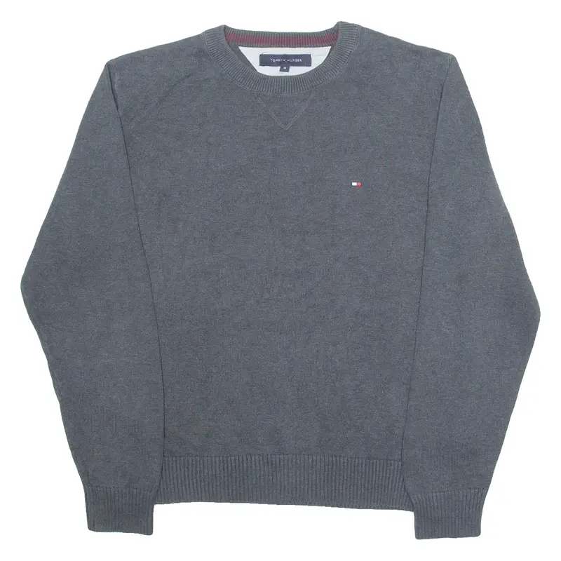 TOMMY HILFIGER Mens Jumper Grey Tight Knit M