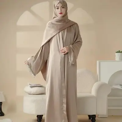 4-Piece Abaya Set: Satin Diamond Tassel Abaya Set (MOA010) - Women Summer Elegant Dress traditional clothes festive wear mode...