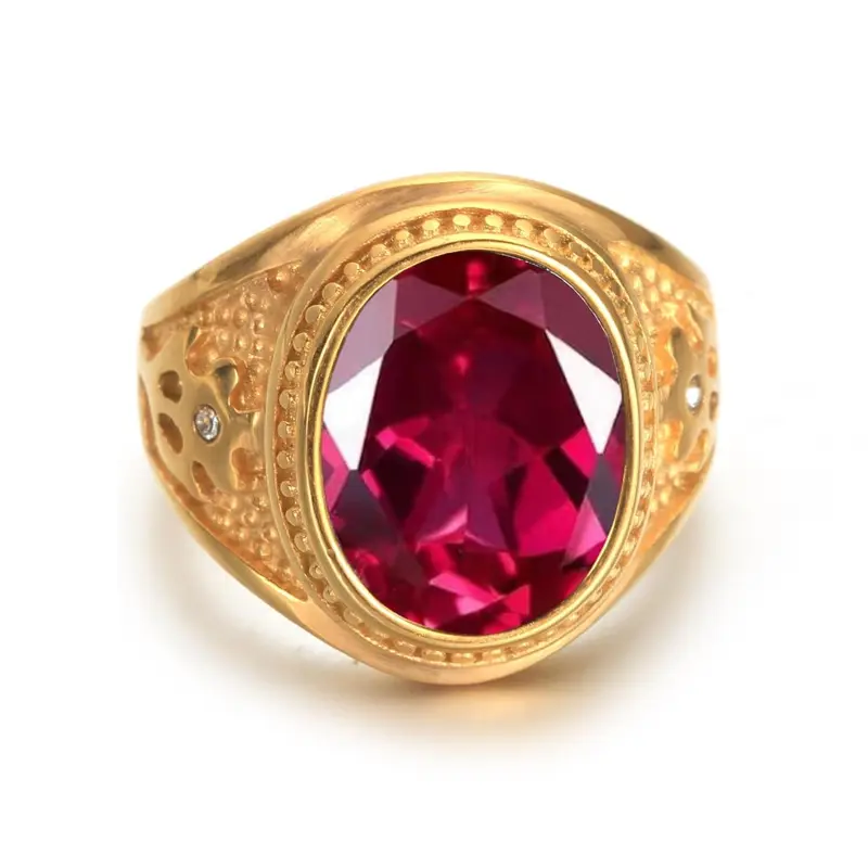 10K Gold Oval Cut Custom Ring for Men Gemstone Ring