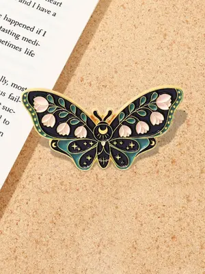 Cute Butterfly Design Cool Brooch for Girls, Sweet Floral Engraved Decorative Trendy Enamel Pin for Women, Perfect Natural Je...
