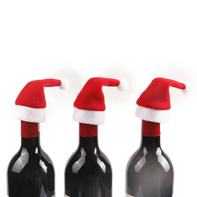 Christmas Hat Velvet Wine Bottle Cover