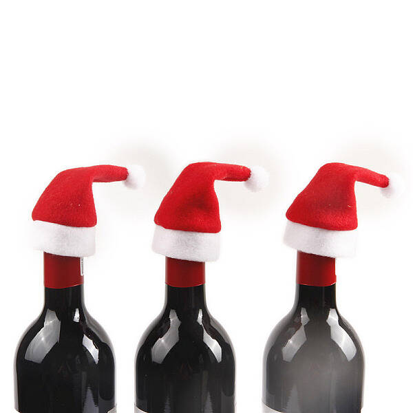 Christmas Hat Velvet Wine Bottle Cover