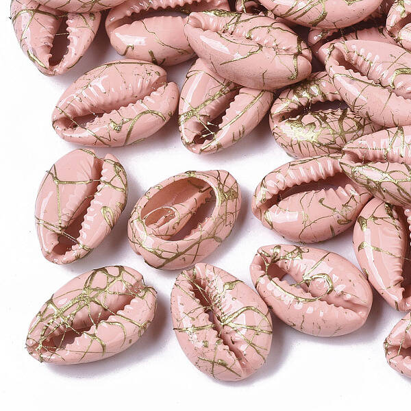 Spray Painted Natural Cowrie Shell Beads