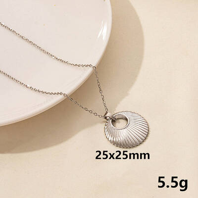 304 Stainless Steel Hollow Round Pendant Necklaces