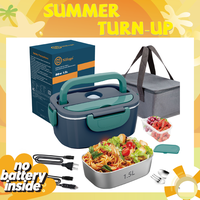 Electric Lunch Box Food Heater 80W，12V/24V/110v Self Heating LunchboxFor Work/Car/Truck with insulated Bag，1.5/1.8L