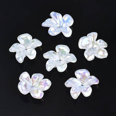5-Petal Electroplate Acrylic Bead Caps