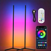 LED Wall Corner Light,USB Powered RGB+IC Music Sync DIY Mode,Timing Function Color Changing Floor Lamp for Living Room, Bedro...