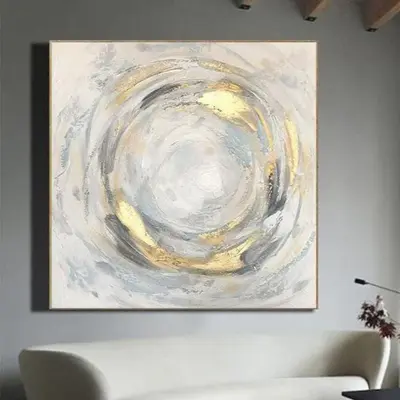 Extra Large Abstract Gold Leaf Paintings On Canvas Original Fine Art Contemporary Wall Art Modern Wall Decor | UROBOROS CIRCL...