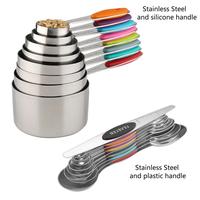 Stainless Steel Measuring Cup & Spoon Set, 8/17pcs Double-ended Magnetic Measuring Cup & Spoon, Baking Tool Set for Home Kitc...