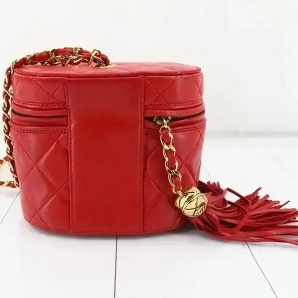 Pre-owned CHANEL lambskin leather mini bags quilted Coco Mark French tassel, cylindrical, mini Crossbody bag