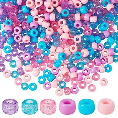 1200Pcs 2 Style 3 Colors Opaque & Transparent Acrylic European Beads