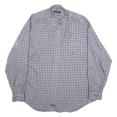 NAUTICA Traveler Twill Mens Shirt Blue Check Long Sleeve XL