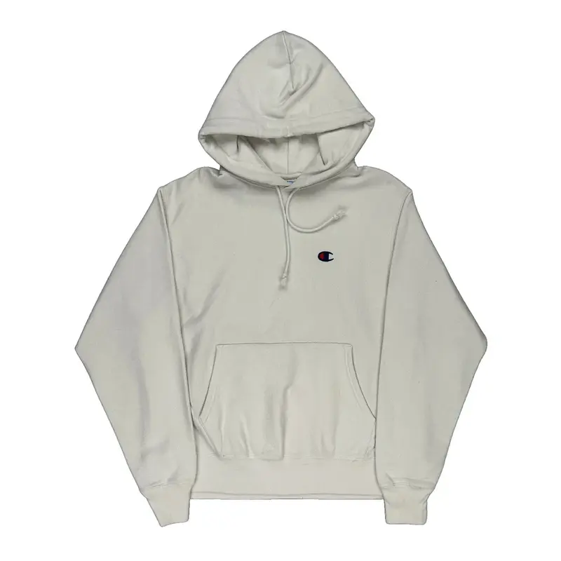 Reverse Weave Champion Hoodie - Medium Cream Cotton Blend | Size: medium