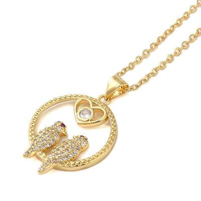 Brass Micro Pave Clear Cubic Zirconia Pendant Necklaces for Women