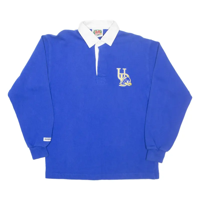 BARBARIAN Rugby Wear Mens Polo Shirt Blue Long Sleeve S