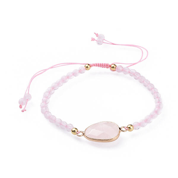 Adjustable Natural Rose Quartz Braided Bead Bracelets
