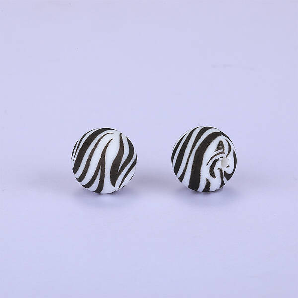 Printed Round Silicone Focal Beads