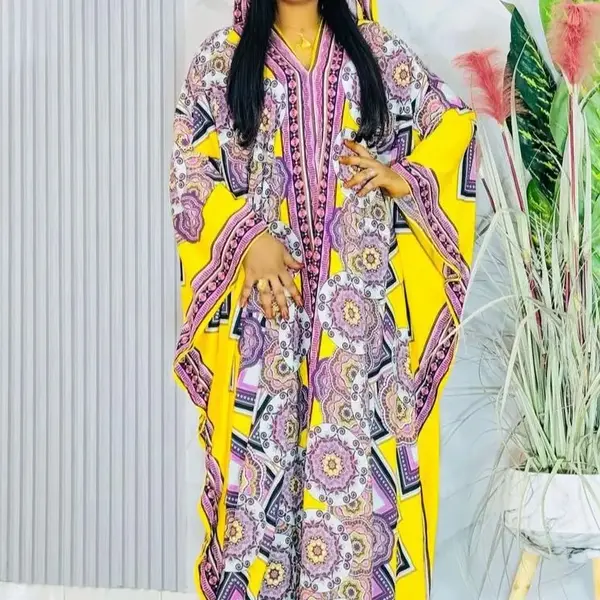 Senegambian Oyofaal African Outfit Ready Made yellow/white  Elegant Design Luxurious Fabric High-Quality Materials Sophistica...