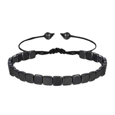 Synthetic Hematite Braided Bead Braeclet