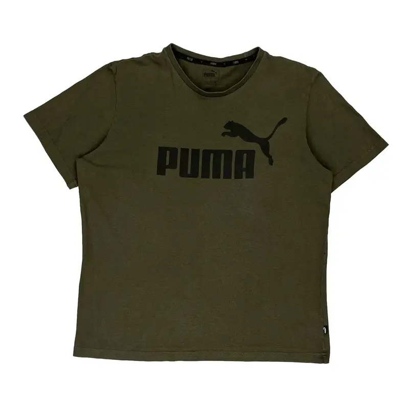Puma Spellout T-Shirt - Large Khaki Cotton