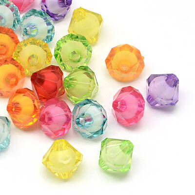 Faceted Transparent Bicone Acrylic Beads