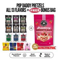 Pretzel Sampler Pack - 13 bags + STRAWBERRY SHORTCAKE PRETZEL STICKS - Pop Daddy Snacks