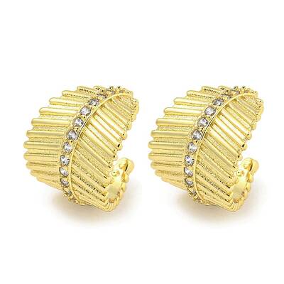 Brass Micro Pave Cubic Zirconia Cuff Earrings