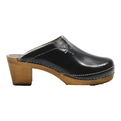 SANITA Clog Shoes Black Leather Womens UK 6